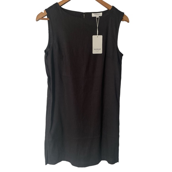 NWT Sleeveless Linen Blend Dress with Pockets in Washed Black Sizes S-M-L - Picture 6 of 12